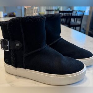 UGG Black Suede Boots with White Sole